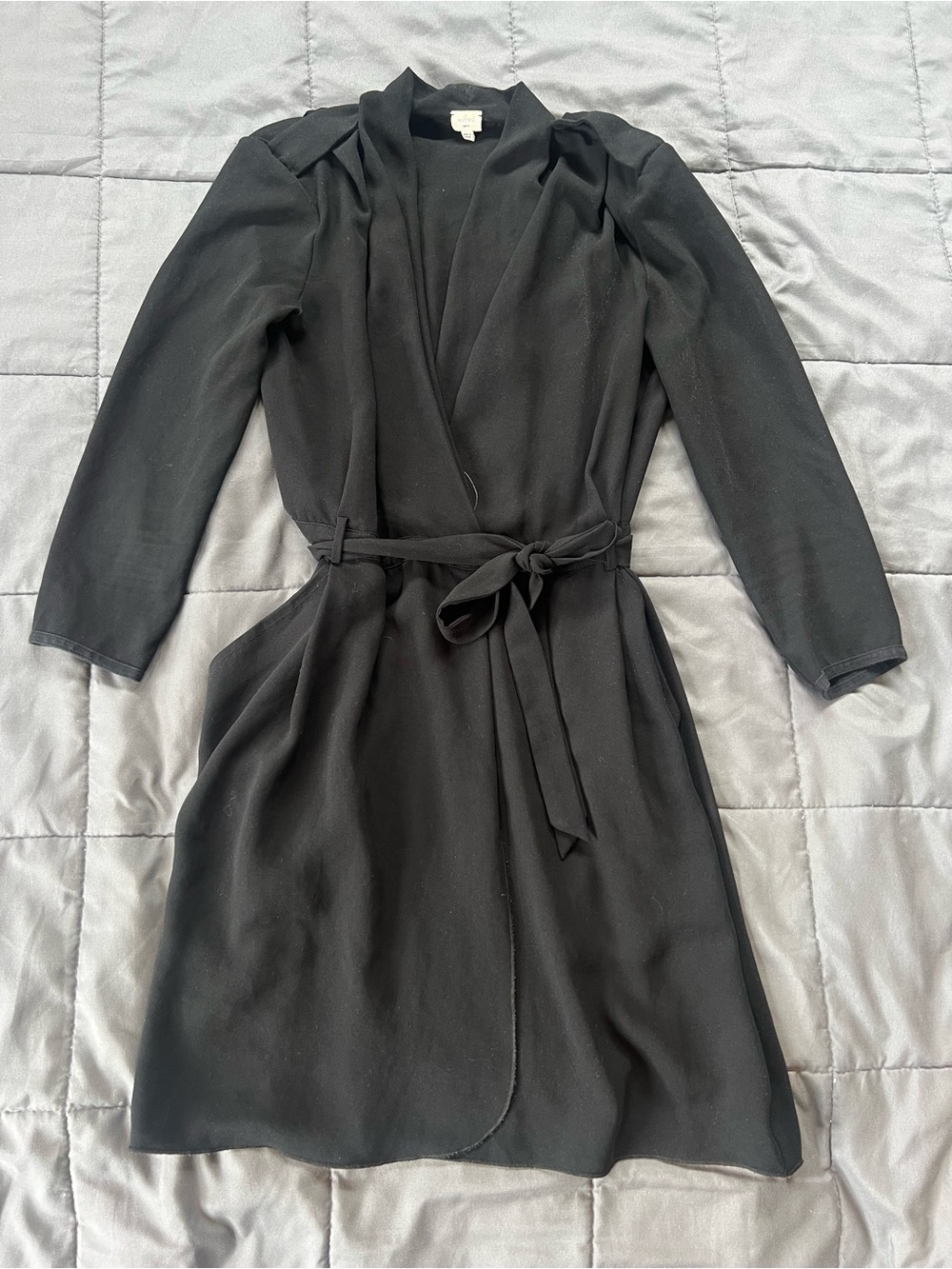 Wilfred Black Long-Sleeve Wrap Dress with Tie
